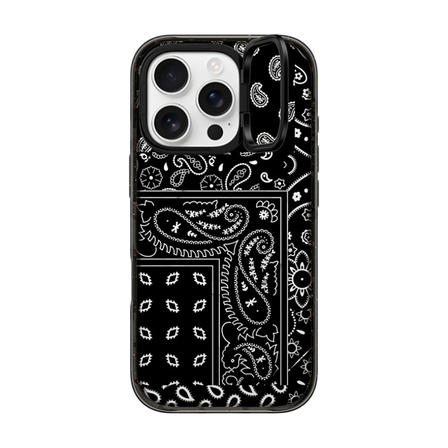 CASETiFY iPhone 16 Pro ケース ブラック インパクトリングスタンドケース MagSafe対応 Paisley Case - Black casetify