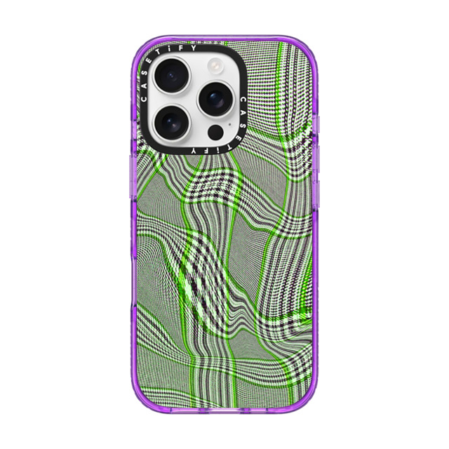 CASETiFY iPhone 16 Pro ケース パープル インパクトケース Surrealism Surrealism Distorted Plaid - Green Back to School CASETiFY iPhone 16 Pro ケース パープル インパクトケース Surrealism Surrealism Distorted Plaid - Green Back to School