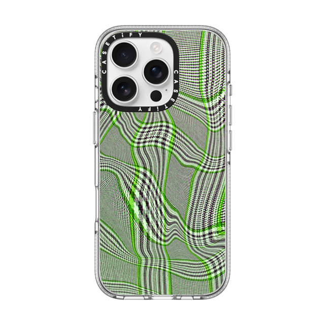 CASETiFY iPhone 16 Pro ケース クリア クリア ケース MagSafe対応 Surrealism Surrealism Distorted Plaid - Green Father's Day CASETiFY iPhone 16 Pro ケース クリア クリア ケース MagSafe対応 Surrealism Surrealism Distorted Plaid - Green Father's Day