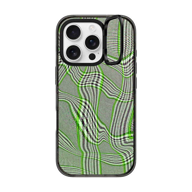 CASETiFY iPhone 16 Pro ケース ブラック インパクトリングスタンドケース MagSafe対応 Surrealism Surrealism Distorted Plaid - Green Father's Day CASETiFY iPhone 16 Pro ケース ブラック インパクトリングスタンドケース MagSafe対応 Surrealism Surrealism Distorted Plaid - Green Father's Day