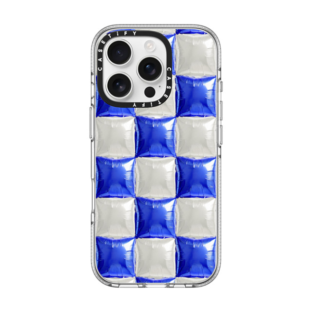 CASETiFY iPhone 16 Pro ケース クリア クリア ケース MagSafe対応 Y2K,Pattern Balloon Checkers - Royal Blue