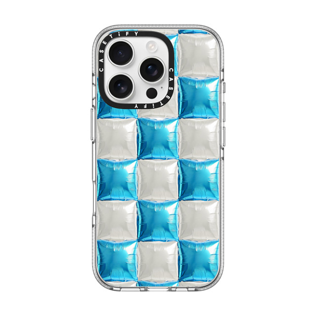 CASETiFY iPhone 16 Pro ケース クリア クリア ケース MagSafe対応 Y2K,Pattern Balloon Checkers - Sky Blue