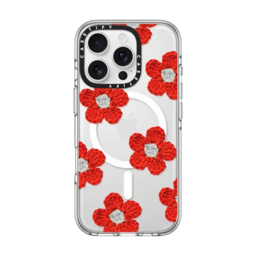 iPhone 16 Pro - Crochet Flowers - Red