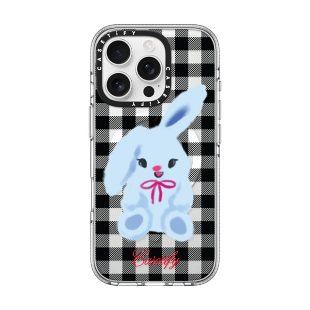 CASETiFY iPhone 16 Pro ケース クリア クリア ケース MagSafe対応 Animal,Cartoon Bunny with Plaid