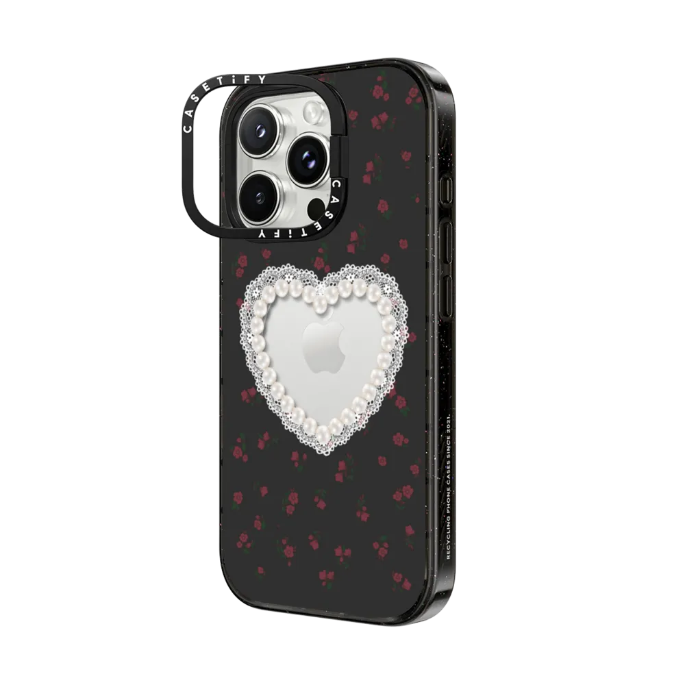 Impact Ring Stand iPhone 16 Pro Case MagSafe Compatible - Gothic Pearly Heart