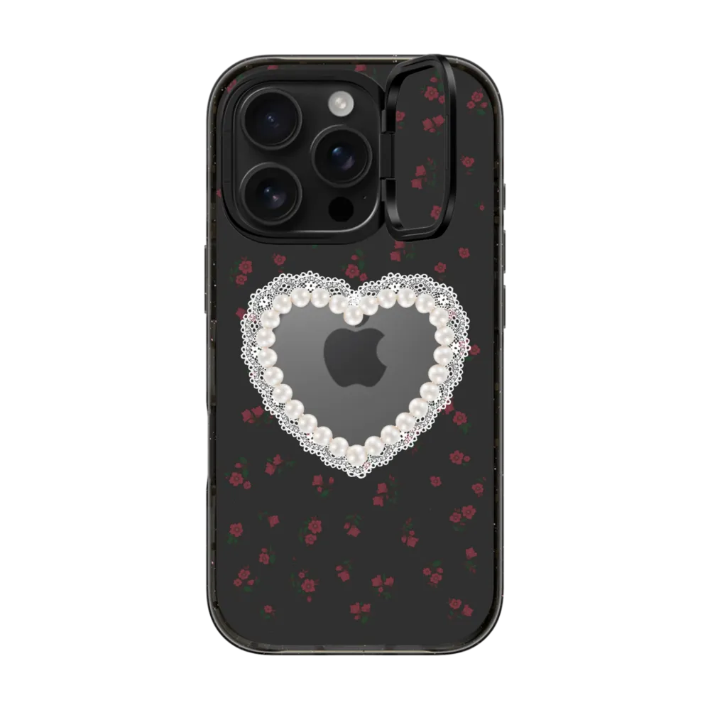 Impact Ring Stand iPhone 16 Pro Case MagSafe Compatible - Gothic Pearly Heart