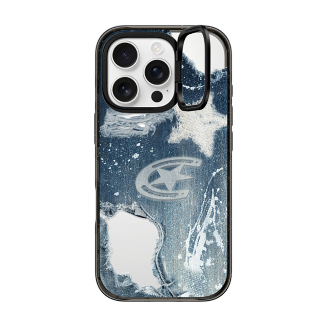 CASETiFY iPhone 16 Pro ケース ブラック インパクトリングスタンドケース MagSafe対応 Pattern Denim