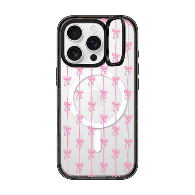 CASETiFY iPhone 16 Pro ケース ブラック インパクトリングスタンドケース MagSafe対応 Cottagecore Ballet Stripes