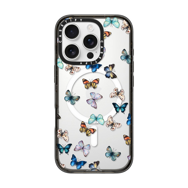 CASETiFY iPhone 16 Pro ケース ブラック インパクトケース MagSafe対応 Animal Noir Butterfly