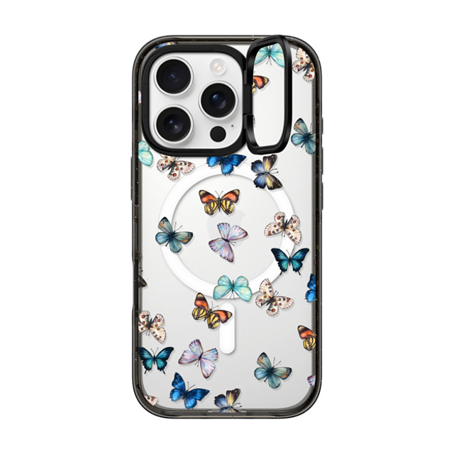 CASETiFY iPhone 16 Pro ケース ブラック インパクトリングスタンドケース MagSafe対応 Animal Noir Butterfly