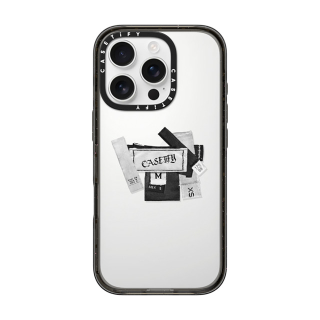 CASETiFY iPhone 16 Pro ケース ブラック インパクトケース Y2K Tag Collage