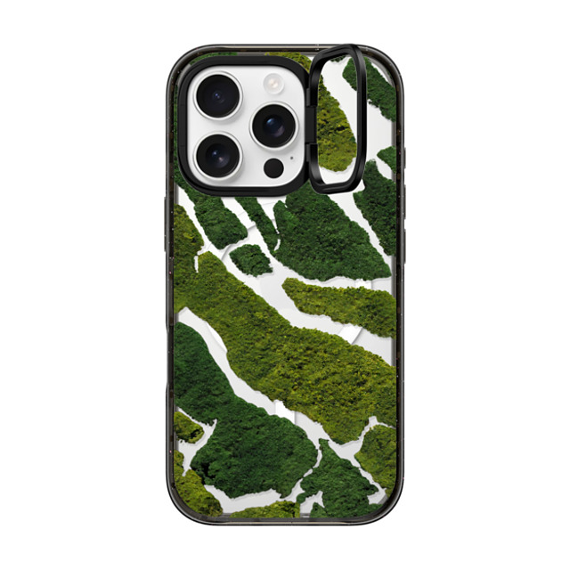 CASETiFY iPhone 16 Pro ケース ブラック インパクトリングスタンドケース MagSafe対応 nature Moss Camo