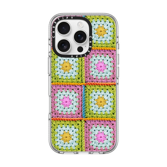 CASETiFY iPhone 16 Pro ケース クリア クリア ケース MagSafe対応 Cottagecore Crochet Granny Squares