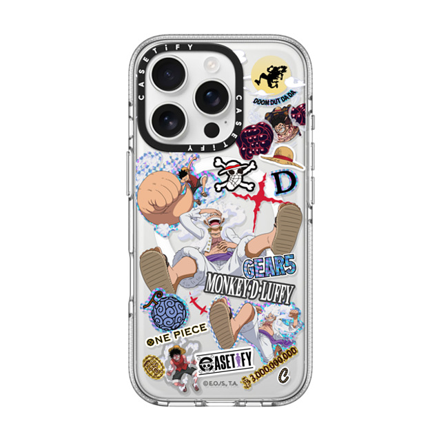 One Piece D4 x CASETiFY iPhone 16 Pro �P�[�X �N���A �C���p�N�g �N���A�P�[�X MagSafe�Ή� Luffy Gears Evolution Sticker Mania Case