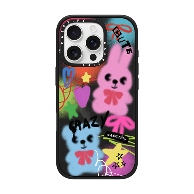 CASETiFY iPhone 16 Pro ケース マットブラック インパクトケース MagSafe対応 Street Art Cute & Crazy