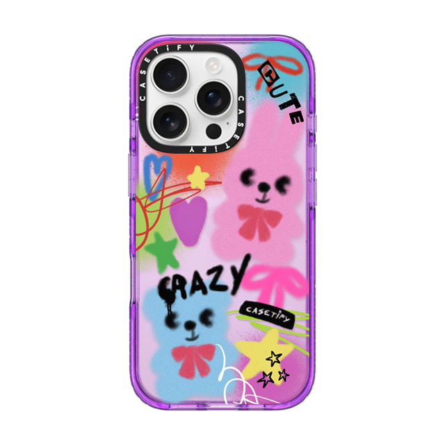 CASETiFY iPhone 16 Pro ケース パープル インパクトケース Street Art Cute & Crazy