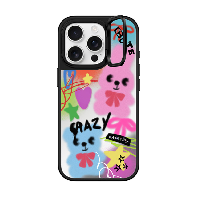 CASETiFY iPhone 16 Pro ケース Silver on Black ミラー リングスタンドケース MagSafe対応 Street Art Cute & Crazy