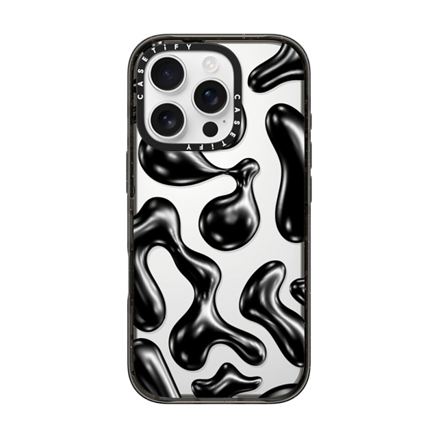 CASETiFY iPhone 16 Pro ケース ブラック インパクトケース Y2K,Pattern Liquid Groovy