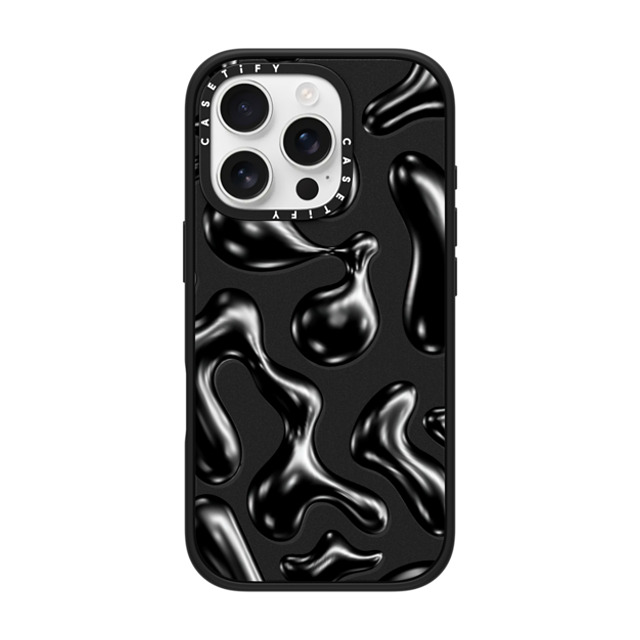 CASETiFY iPhone 16 Pro ケース マットブラック インパクトケース Y2K,Pattern Liquid Groovy