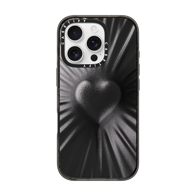 CASETiFY iPhone 16 Pro ケース ブラック インパクトケース MagSafe対応 Y2K Leather Heart