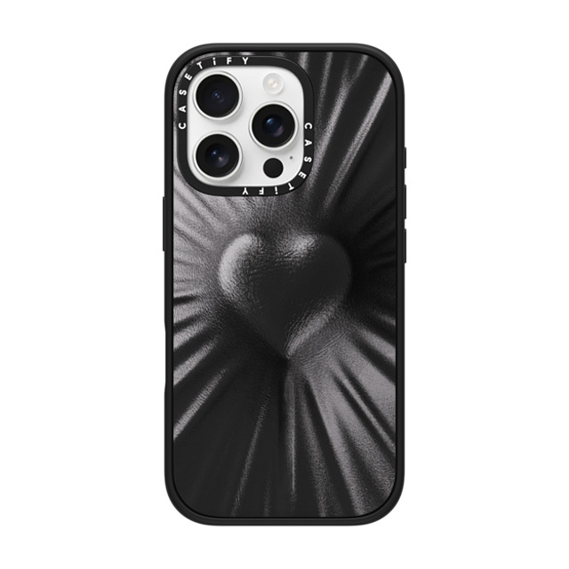 CASETiFY iPhone 16 Pro ケース マットブラック インパクトケース MagSafe対応 Y2K Leather Heart