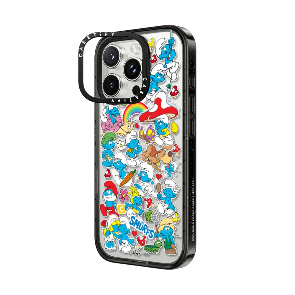 Impact Ring Stand iPhone 16 Pro Case MagSafe Compatible - The Smurfs Sticker Pattern Case