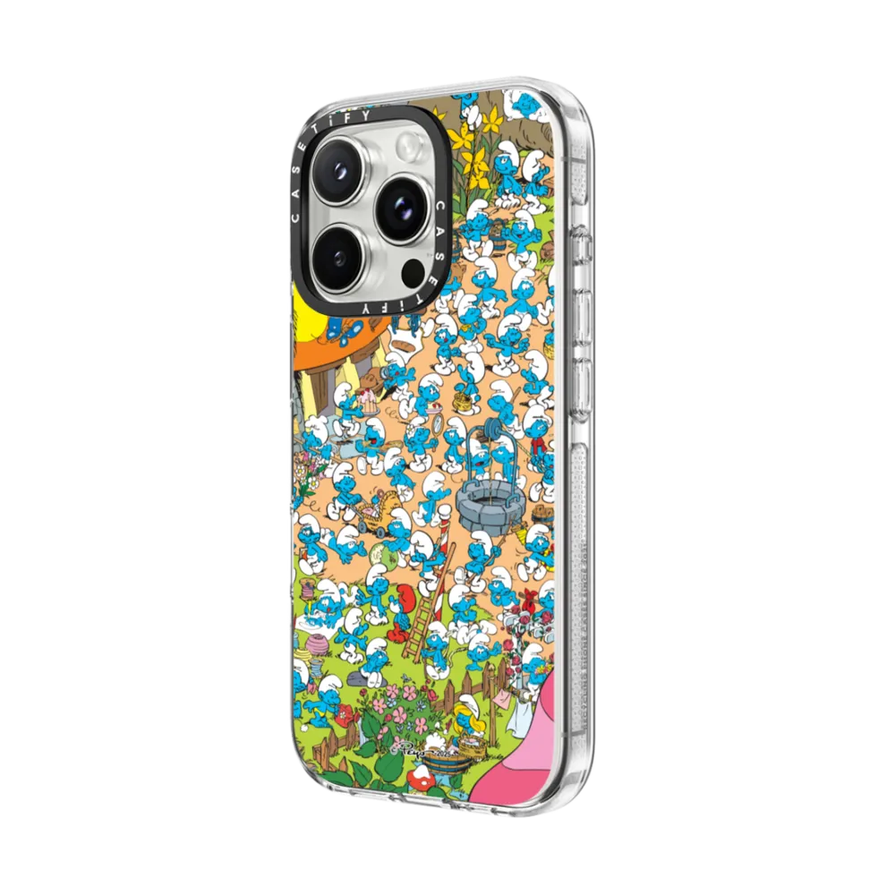Clear iPhone 16 Pro Case MagSafe Compatible - The Smurfs Village Case