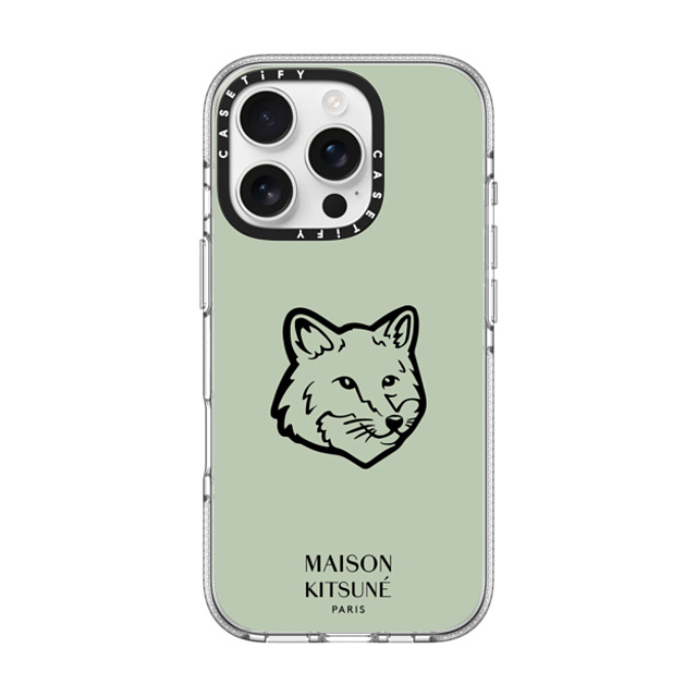Maison Kitsune D5 x CASETiFY iPhone 16 Pro �P�[�X �N���A �C���p�N�g �N���A�P�[�X MagSafe�Ή� Maison Kitsune Fox Head Phone Case - Soft Mint