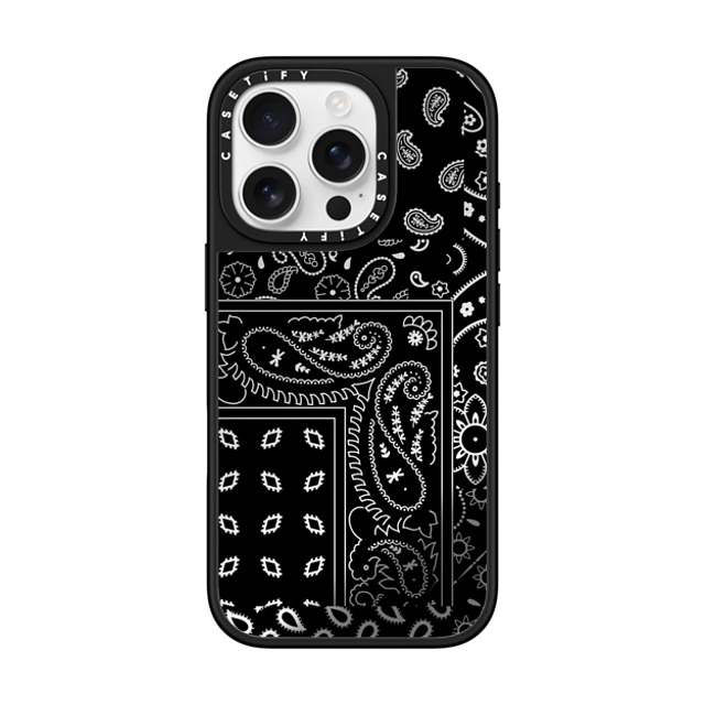 CASETiFY iPhone 16 Pro ケース Silver on Black ミラーケース MagSafe対応 Paisley Case - Black casetify