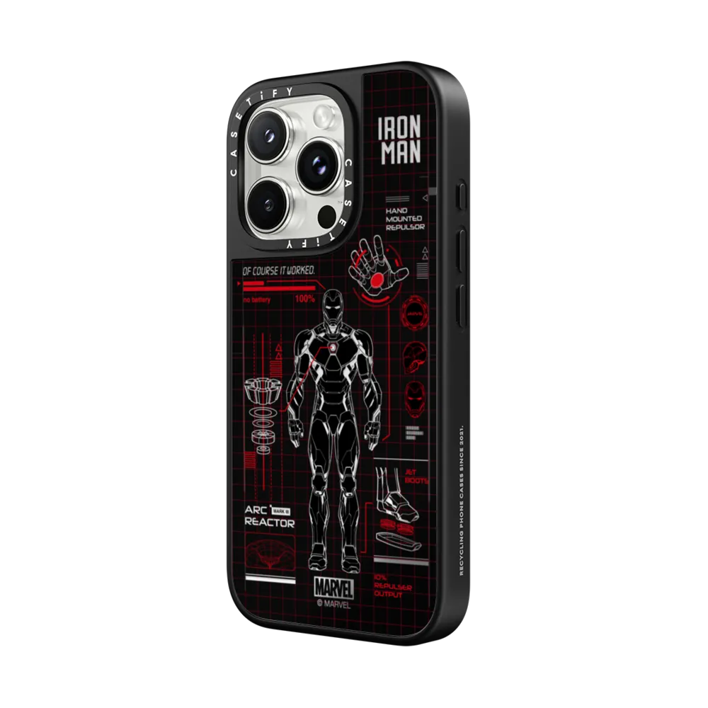 Mirror iPhone 16 Pro Case MagSafe Compatible - Iron Man Blue Print Tech Case - Red