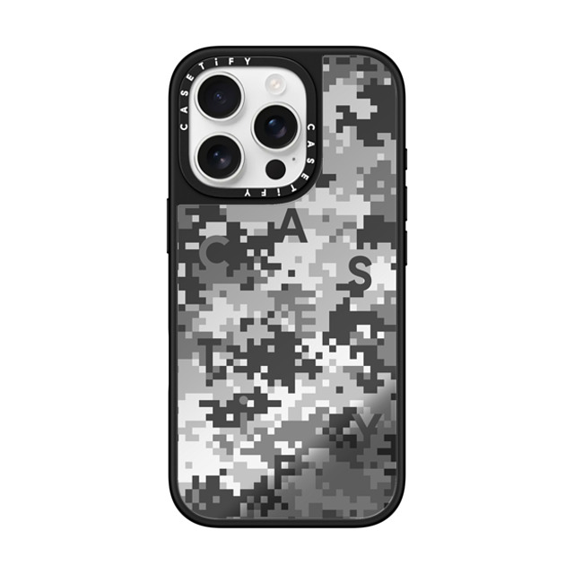 CASETiFY iPhone 16 Pro Case Silver on Black ミラーケース MagSafe対応 Pattern Pattern Gray Camo Mother's Day CASETiFY iPhone 16 Pro Case Silver on Black ミラーケース MagSafe対応 Pattern Pattern Gray Camo Mother's Day