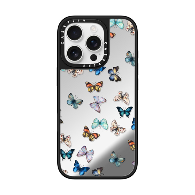 CASETiFY iPhone 16 Pro ケース Silver on Black ミラーケース MagSafe対応 Animal Noir Butterfly