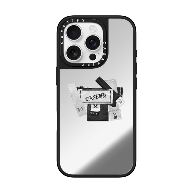 CASETiFY iPhone 16 Pro ケース Silver on Black ミラーケース MagSafe対応 Y2K Tag Collage