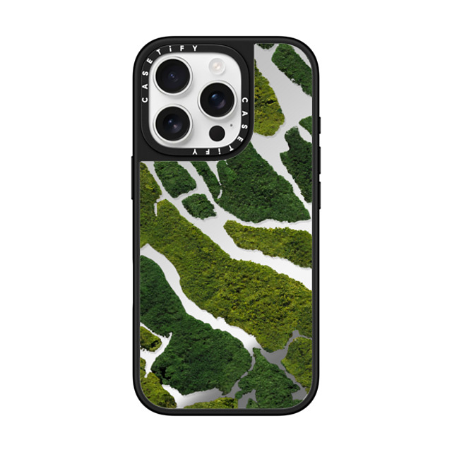 CASETiFY iPhone 16 Pro ケース Silver on Black ミラーケース MagSafe対応 nature Moss Camo