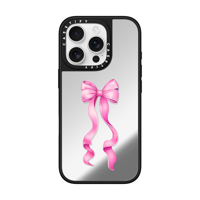 CASETiFY iPhone 16 Pro ケース Silver on Black ミラーケース MagSafe対応 Y2K Put A Bow On It