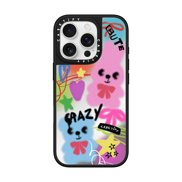 CASETiFY iPhone 16 Pro ケース Silver on Black ミラーケース MagSafe対応 Street Art Cute & Crazy