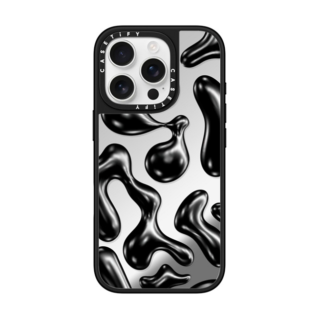 CASETiFY iPhone 16 Pro ケース Silver on Black ミラーケース MagSafe対応 Y2K,Pattern Liquid Groovy