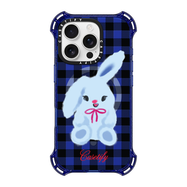 CASETiFY iPhone 16 Pro Case コバルトブルー バウンスケース Animal,Cartoon Bunny with Plaid CASETiFY iPhone 16 Pro Case コバルトブルー バウンスケース Animal,Cartoon Bunny with Plaid