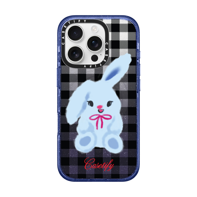CASETiFY iPhone 16 Pro Case Glitter Indigo Impact Case MagSafe Compatible Animal,Cartoon Bunny with Plaid CASETiFY iPhone 16 Pro Case Glitter Indigo Impact Case MagSafe Compatible Animal,Cartoon Bunny with Plaid