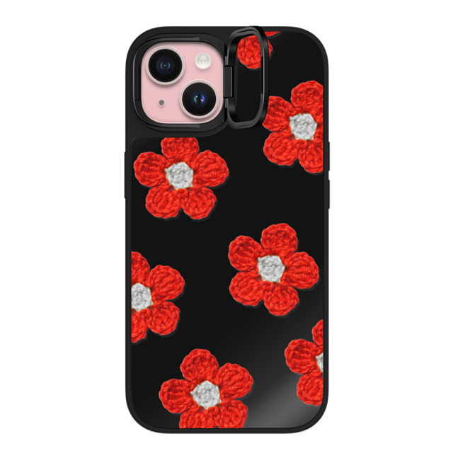 CASETiFY iPhone 15 ケース Black on Black ミラー リングスタンドケース MagSafe対応 Pattern,Y2K Y2K,Pattern Crochet Flowers - Red Father's Day CASETiFY iPhone 15 ケース Black on Black ミラー リングスタンドケース MagSafe対応 Pattern,Y2K Y2K,Pattern Crochet Flowers - Red Father's Day