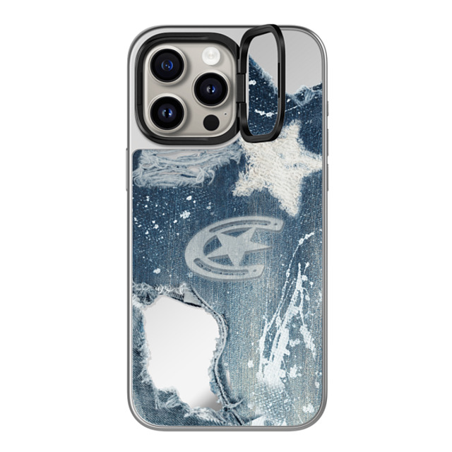 CASETiFY iPhone 15 Pro Max Case シルバー (シルバーバンパー) ミラー リングスタンドケース MagSafe対応 Pattern Pattern Denim Mother's Day CASETiFY iPhone 15 Pro Max Case シルバー (シルバーバンパー) ミラー リングスタンドケース MagSafe対応 Pattern Pattern Denim Mother's Day