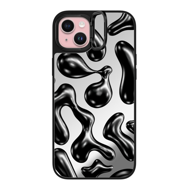 CASETiFY iPhone 15 Plus ケース Silver on Black ミラー リングスタンドケース MagSafe対応 Pattern,Y2K Y2K,Pattern Liquid Groovy Back to School CASETiFY iPhone 15 Plus ケース Silver on Black ミラー リングスタンドケース MagSafe対応 Pattern,Y2K Y2K,Pattern Liquid Groovy Back to School