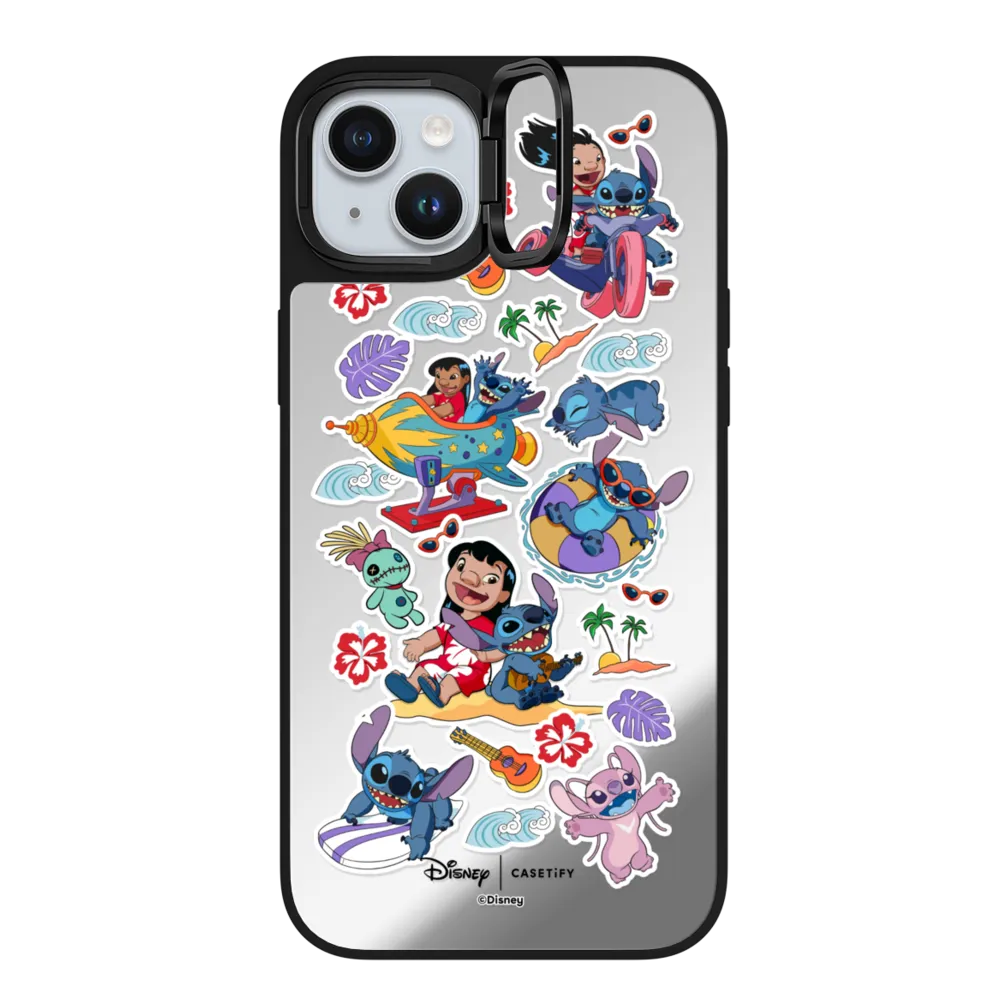 Mirror Ring Stand iPhone 15 Plus Case MagSafe Compatible - Lilo & Stitch Sticker Case