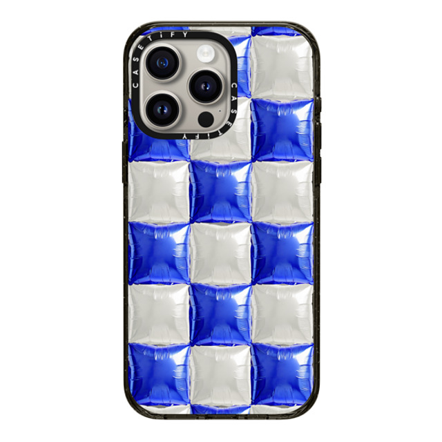 CASETiFY iPhone 15 Pro Max ケース ブラック インパクトケース Y2K,Pattern Balloon Checkers - Royal Blue