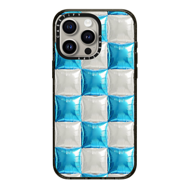 CASETiFY iPhone 15 Pro Max ケース ブラック インパクトケース Y2K,Pattern Balloon Checkers - Sky Blue