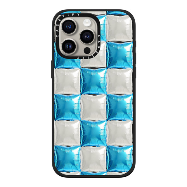 CASETiFY iPhone 15 Pro Max ケース マットブラック インパクトケース MagSafe対応 Y2K,Pattern Balloon Checkers - Sky Blue