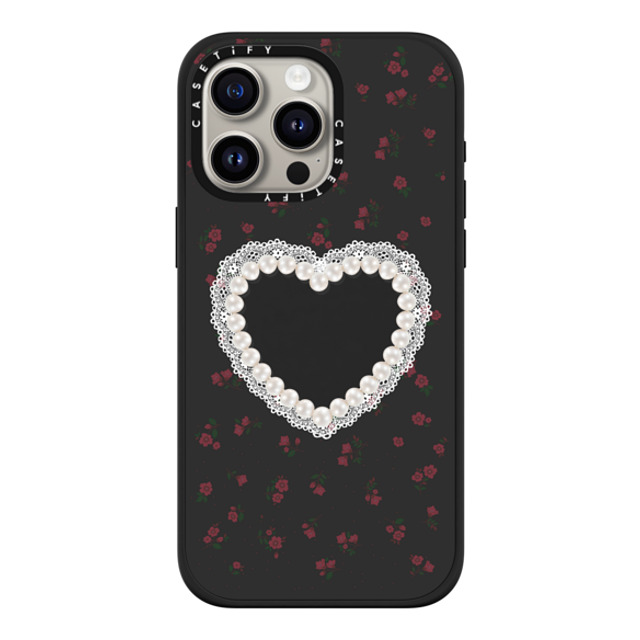 CASETiFY iPhone 15 Pro Max ケース マットブラック インパクトケース MagSafe対応 Heart,Cottagecore Gothic Pearly Heart