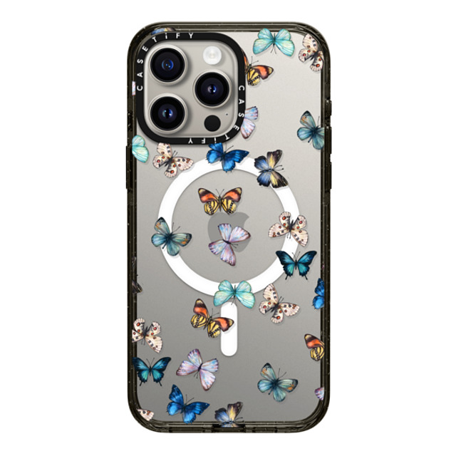 CASETiFY iPhone 15 Pro Max ケース ブラック インパクトケース MagSafe対応 Animal Noir Butterfly