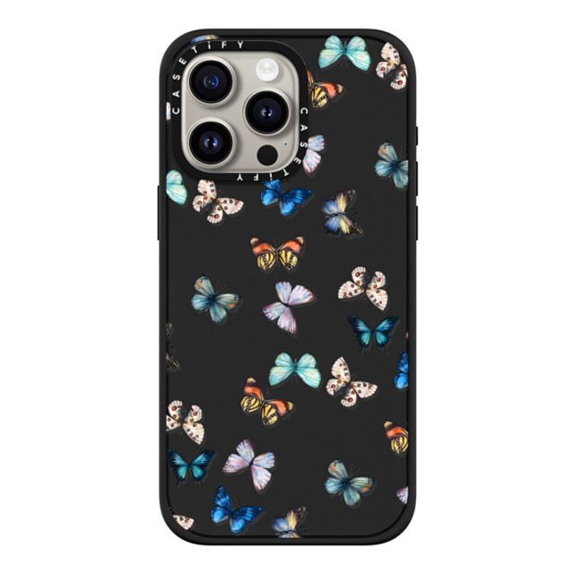 CASETiFY iPhone 15 Pro Max ケース マットブラック インパクトケース MagSafe対応 Animal Noir Butterfly