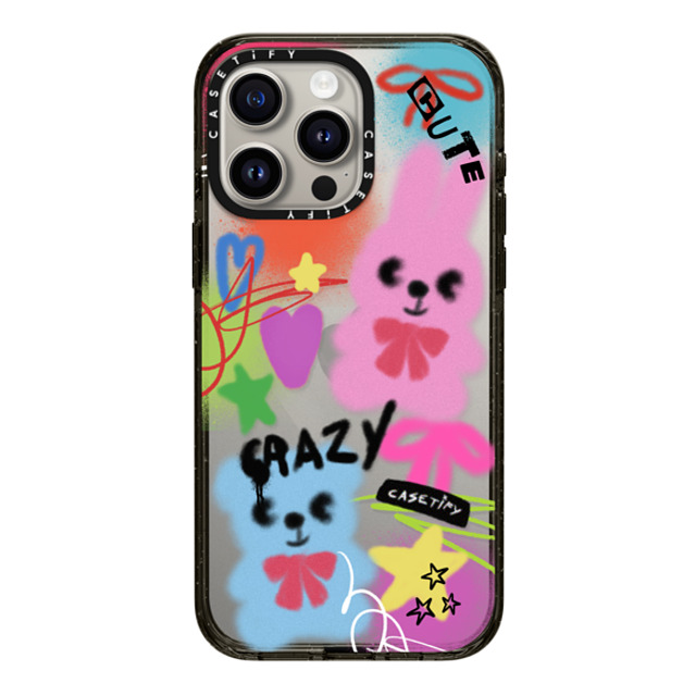 CASETiFY iPhone 15 Pro Max ケース ブラック インパクトケース Street Art Cute & Crazy